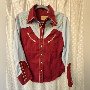Scully Womens Western Shirt Pearl Snap Long Sleeve Embroidered Rodeo Cowgirl